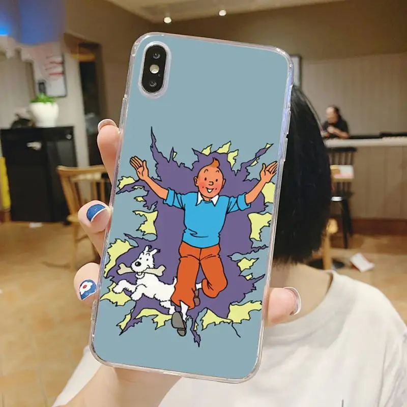 

Cartoon The Adventures of Tintin Phone Case Transparent for iPhone 6 7 8 11 12 s mini pro X XS XR MAX Plus