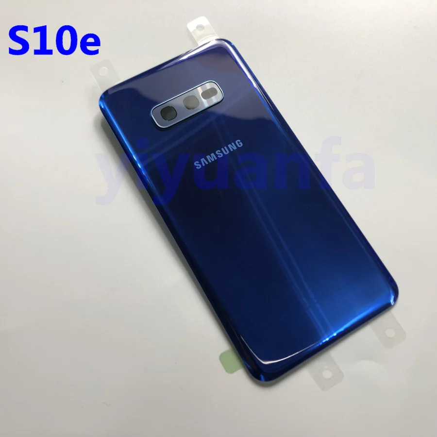 Samsung Galaxy S10 G973 S10 Plus G975 S10E задняя крышка батарейного отсека задняя крышка Корпус Запасные части+ стеклянная рамка объектива камеры - Цвет: S10e blue