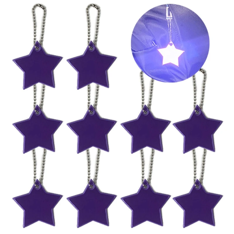 

10Pcs Child Safety Reflectors Keyrings Reflective Stars Safe Reflector Keychains