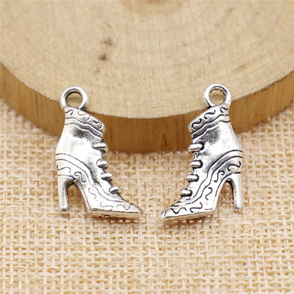 

free shipping 26pcs 23x15mm antique silver High heels charms diy retro jewelry fit Earring keychain hair card pendant
