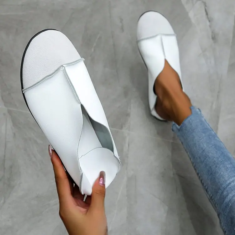 

2021 Leather Shoes Moccasin Shoes Mom Loafers Soft Sole Casual Women Driving Ballet Shoes Comfortable Grandma Shoes