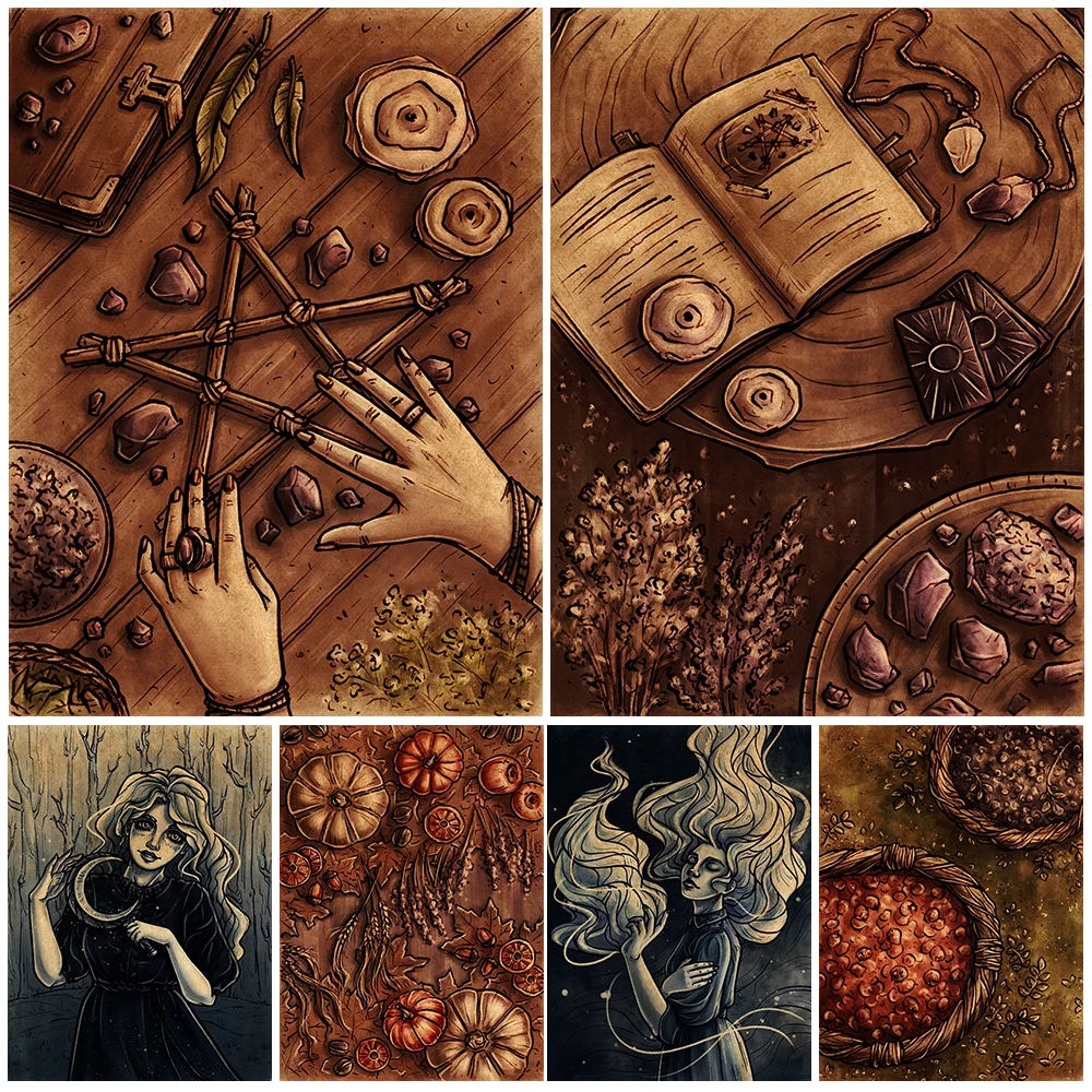 

The Forest Herbal Witch Art Poster And Prints Potion Witchcraft Vintage Wall Art Canvas Painting For Living Room Decor Unframed