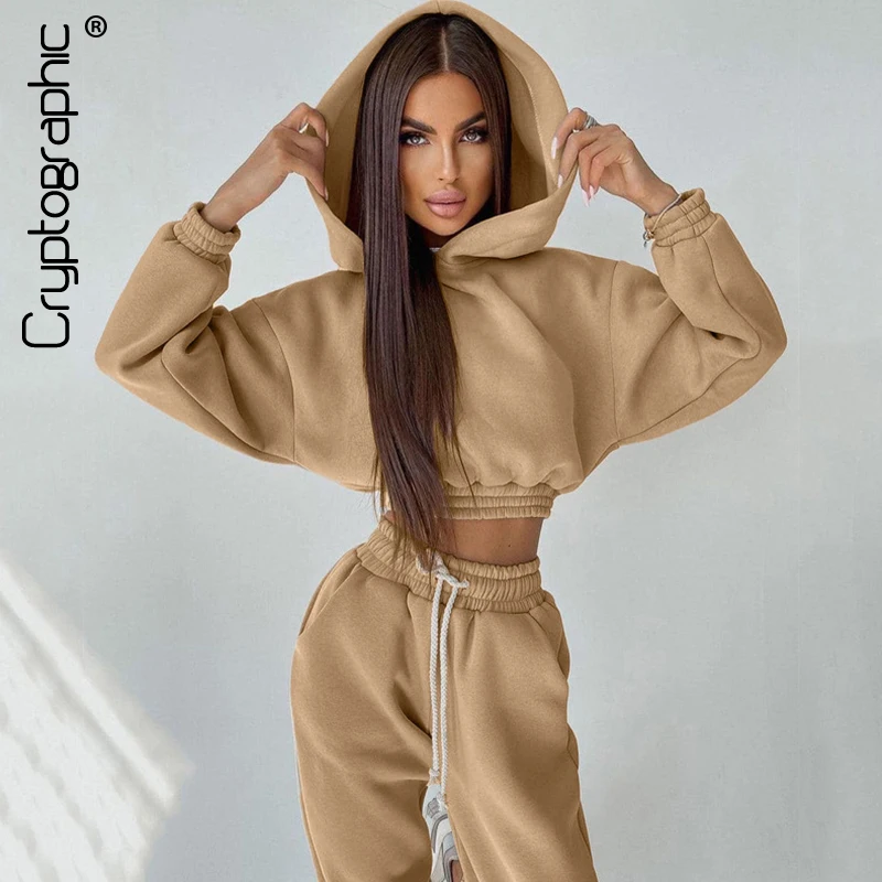 

Cryptographic Autumn Hooded Sweatshirt Pullovers Women's Sets Top and Pants Fashion Outfits Casual Two Piece Sets Matching Set