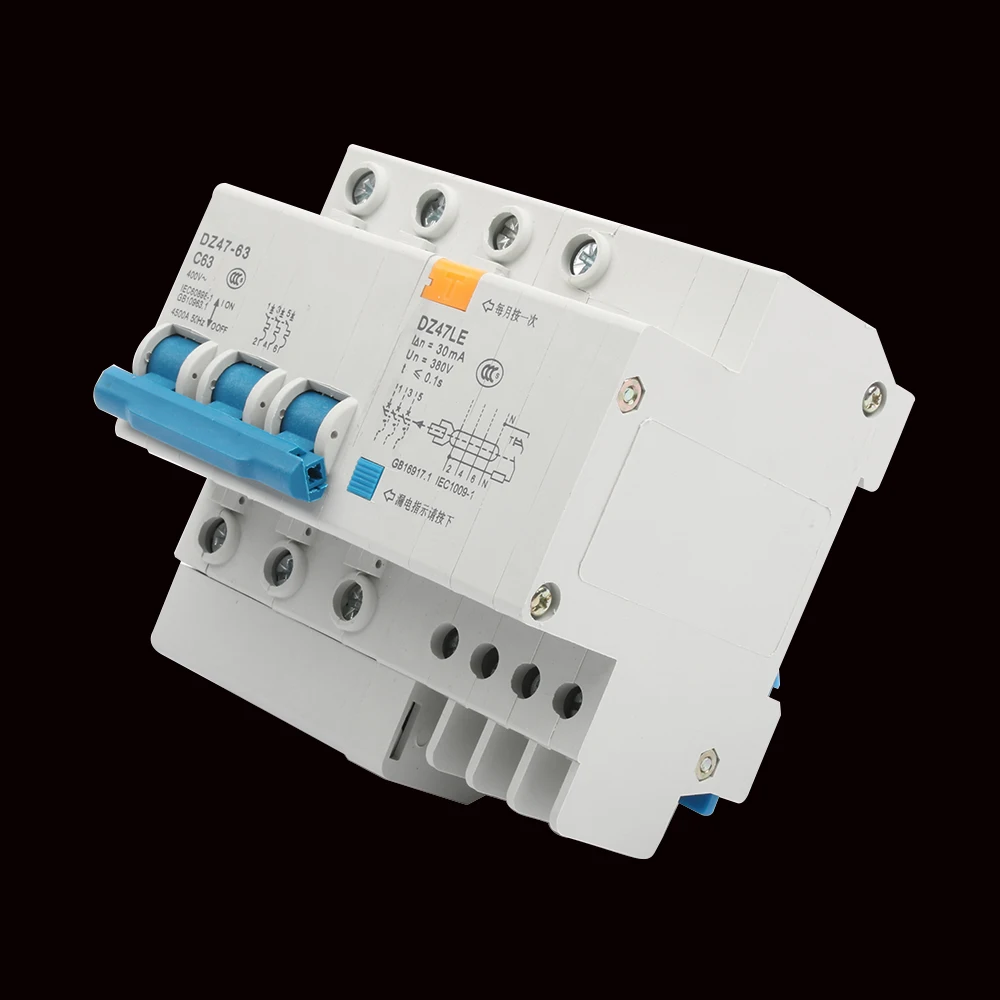 DZ47LE-63-3P+ N 10A-25A 32A-63A мини бытовой Автоматический Выключатель Электрический утечки защиты остаточной защиты тока устройства