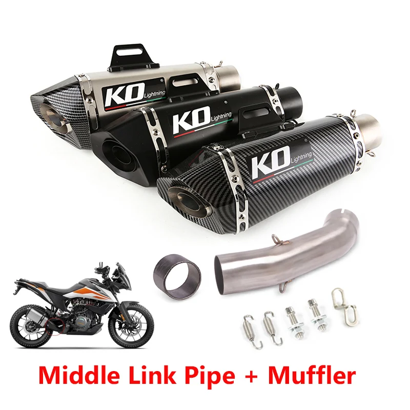 

Motorcycle Exhaust Silencer Muffler Tail Pipe Slip On Middle Link Tube Stainless Steel Modified For Duke 250 390 ADV RC390 2021