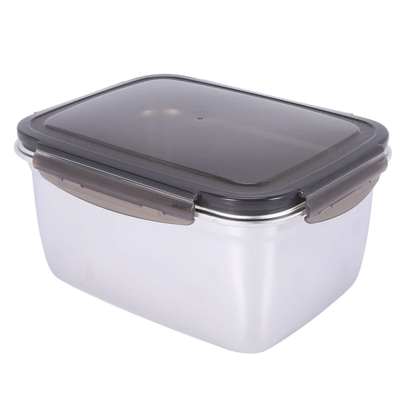 

2 Pcs Stainless Steel Rectangle Fresh-Keeping Box Sealed Box Food Container,Fresh-Keeping Lunch Box with Lid - 2800Ml