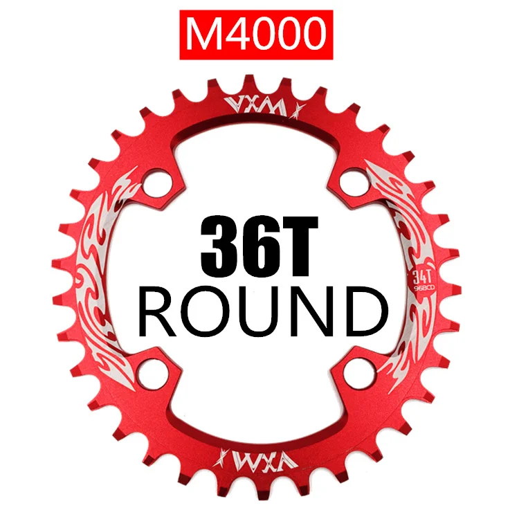 Red 36T Round VXM Велосипедная кривошипная и цепная цепь VXM 96BCD 32 T/34 T/36 T/38 T круглая узкая широкая цепь MTB дорожный велосипед шатун бензопилы запчасти для велосипеда - Цвет: Red 36T Round VXM