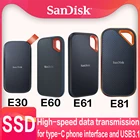 SanDisk SSD E30 E60 E61 E81 Extreme PRO 4 ТБ 2 ТБ 1 ТБ 480 ГБ USB 3.1 Type-AC Портативный внешний твердотельный накопитель NVME, жесткий диск