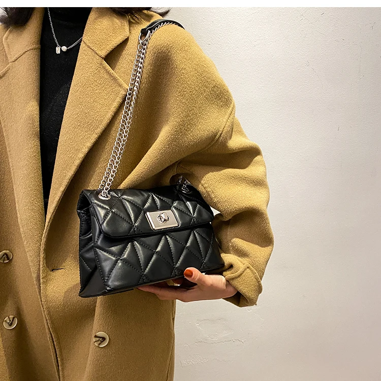 

Lattice Square Crossbody bag 2021 Fashion New High-quality PU Leather Women's Designer Handbag Chain Shoulder Messenger Bag