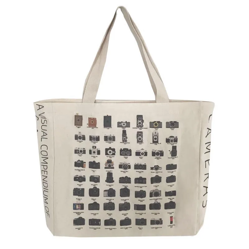 

1 Pc Vintage Camera Canvas Shoulder Bag Large Female Retro Camera Student School Bag Women Eco Casual Shopping Tote Bag Canvas