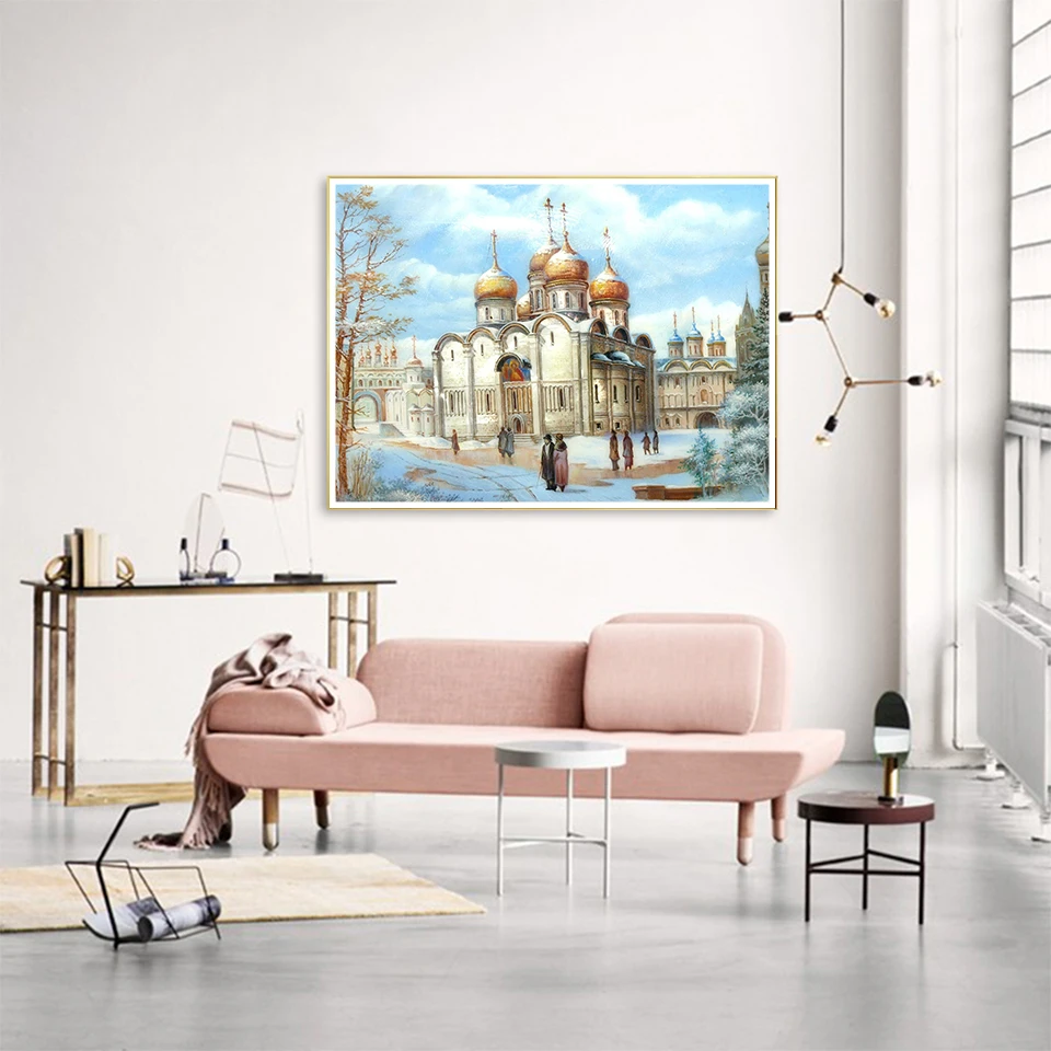 Алмазная живопись с изображением пейзажа вышивка крестиком зимняя мозаика 5D