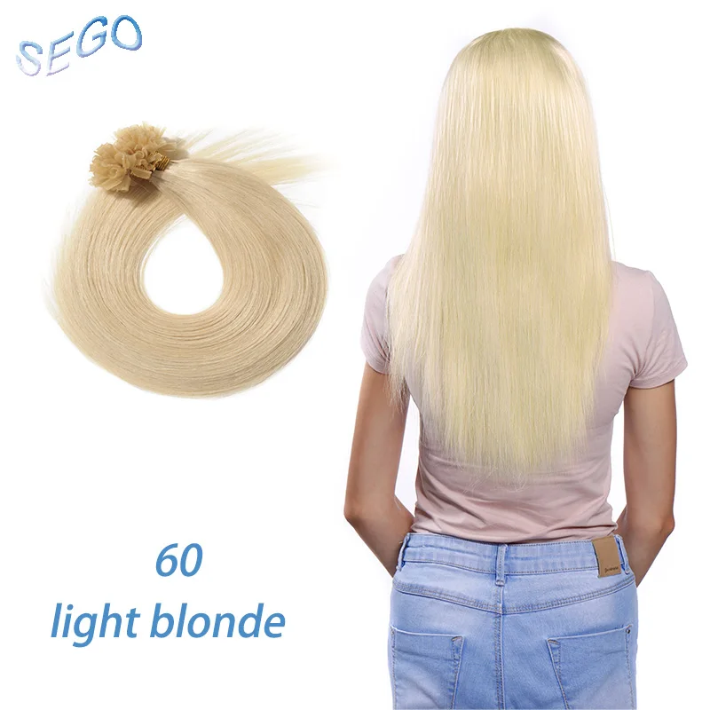 #60 SEGO прямые 1" 18" 2" 22" 2" кератиновые капсулы, человеческие накладные волосы для ногтей с u-образной окантовкой, предварительно скрепленные волосы для наращивания 1 г/прядь 50 г - Цвет: #60