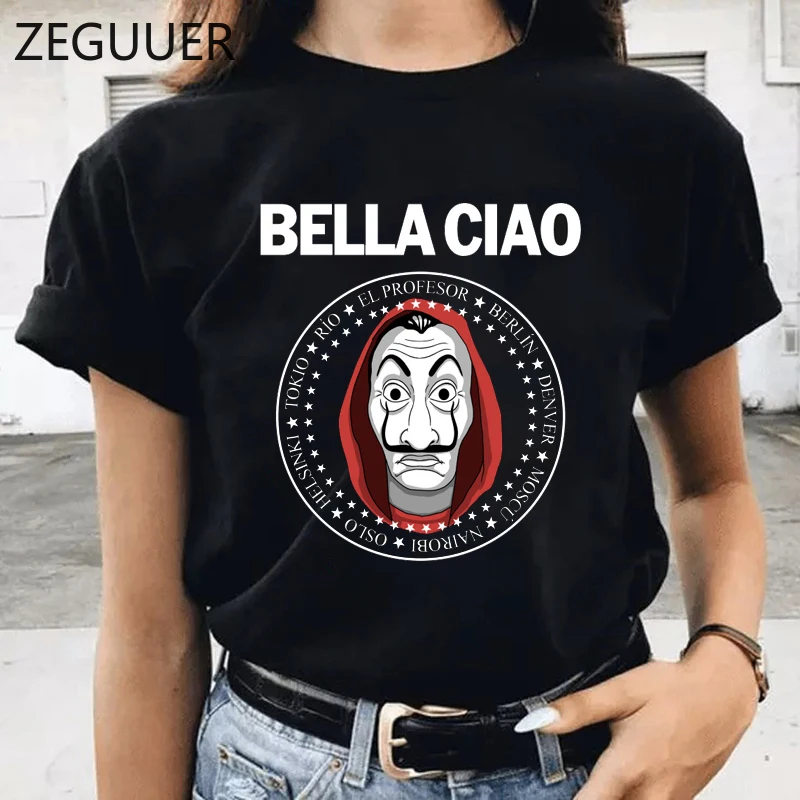 the house of paper t shirt money heist women t shirts la casa de papel print tshirt funny streetwear new clothes t shirt female free global shipping