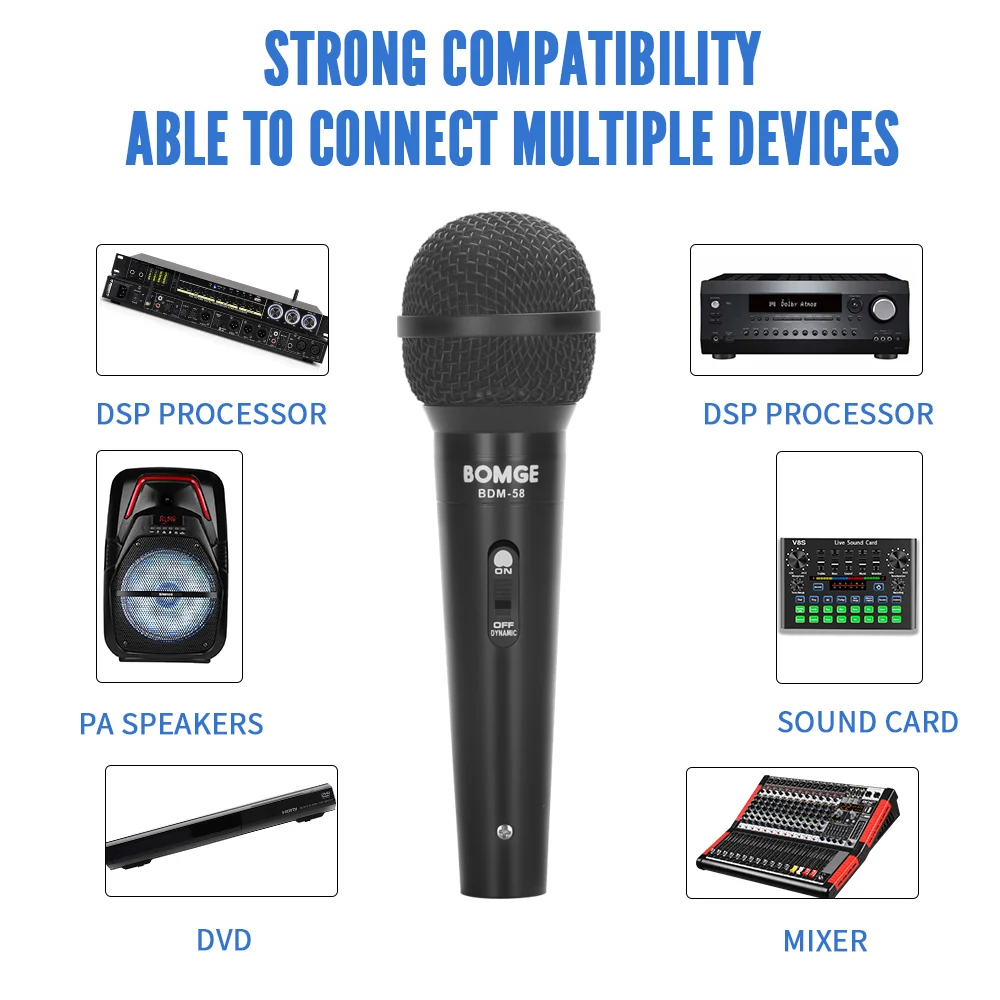 Микрофон для караоке BOMGE металлический проводной