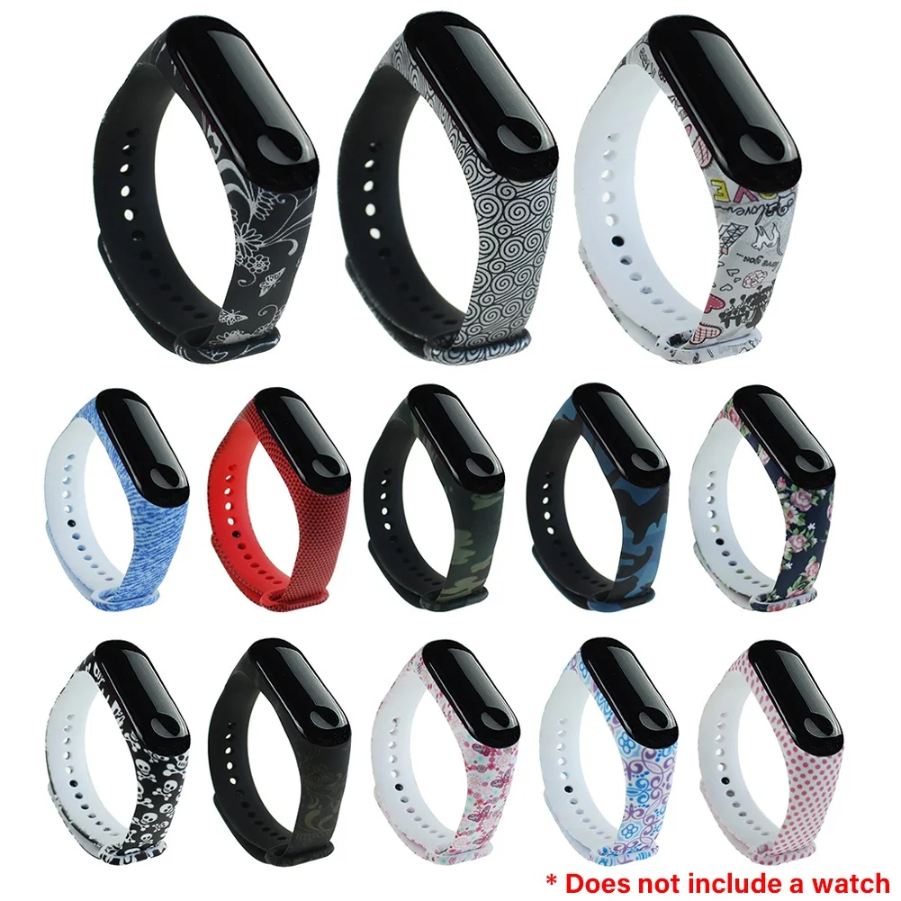 Мягкий силиконовый регулируемый ремешок с цветочным принтом бабочки для Xiaomi mi Band