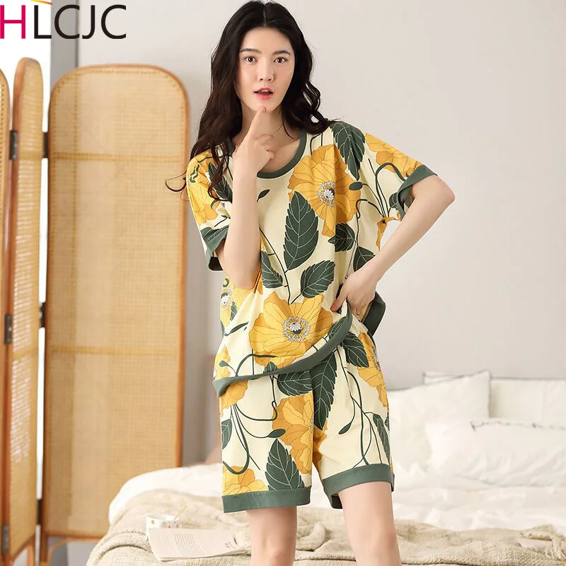 Женский пижамный комплект с коротким принтом для женщин женские футболки