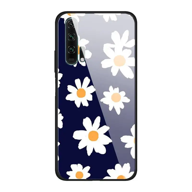 

Daisy Phone Case Glass For Huawei P30 Lite 20 Por P9 10 Mate 10 9 Honor 8 X 9 10 NOVA 5 Cover