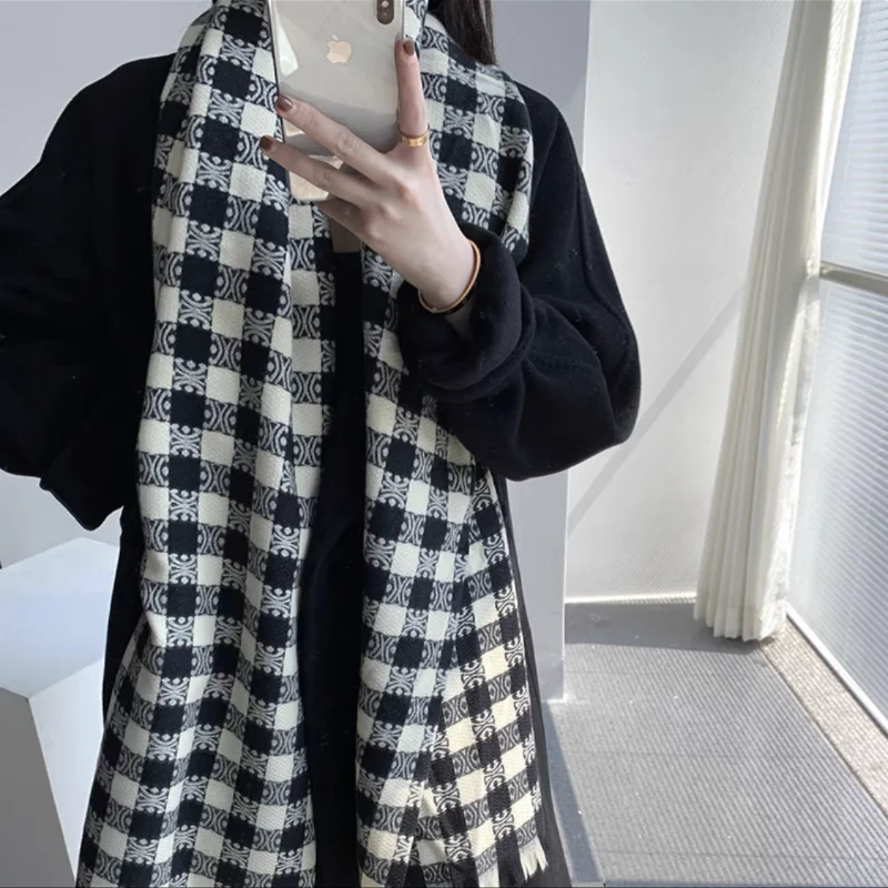 

Luxury Brand Women Winter Scarf Warm Cashmere Blanket Shawl Female Plaid Foulard Designer Scarves Pashmina Bandana Ladies Wraps