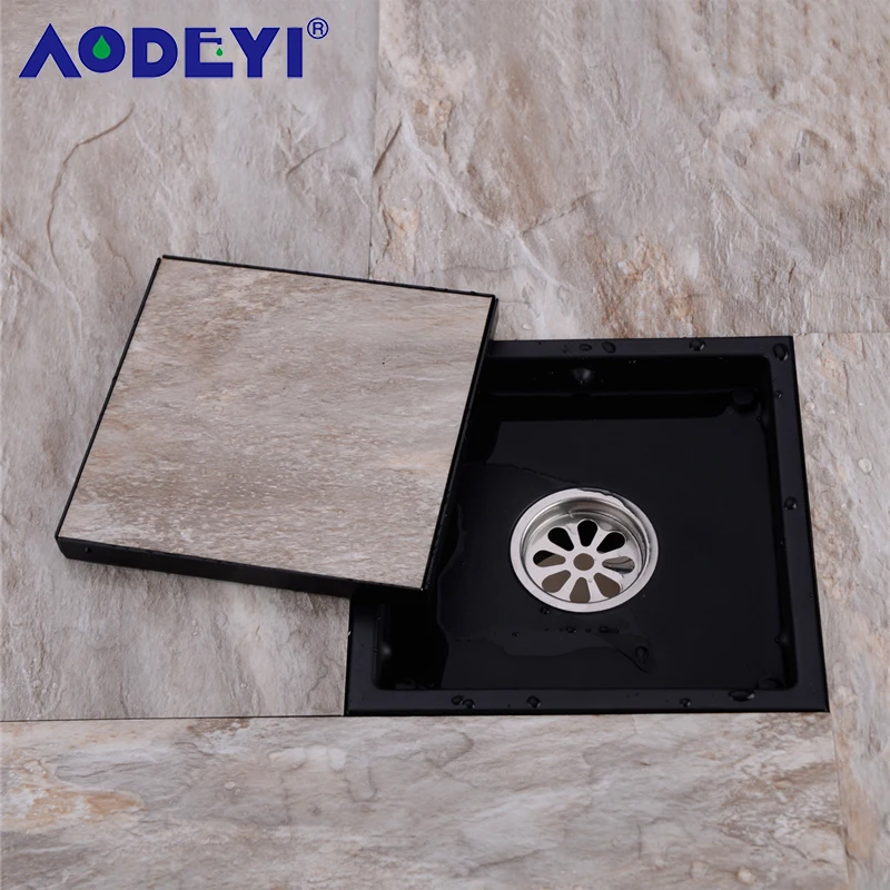brushed gold stainless steel shower drain black bathroom floor drain tile insert square floor waste grates 150x150 free global shipping