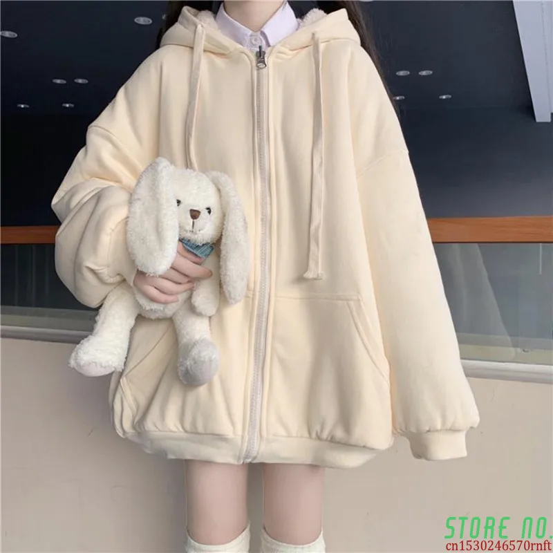 

Cardigan jacket new coat female tide ins autumn and winter plus velvet thick loose student solid color sweater Korean version
