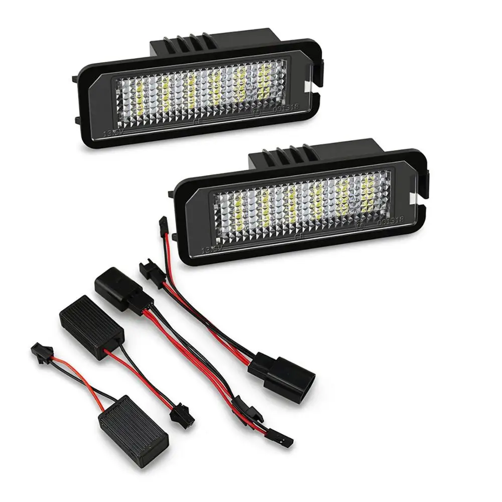 

2x лампа освещения номерного знака без ошибок 18SMD LED 12V 6500k Белый для VW Golf MK4 MK5 MK6 Passat Polo CC Eos Автомобильные аксессуары