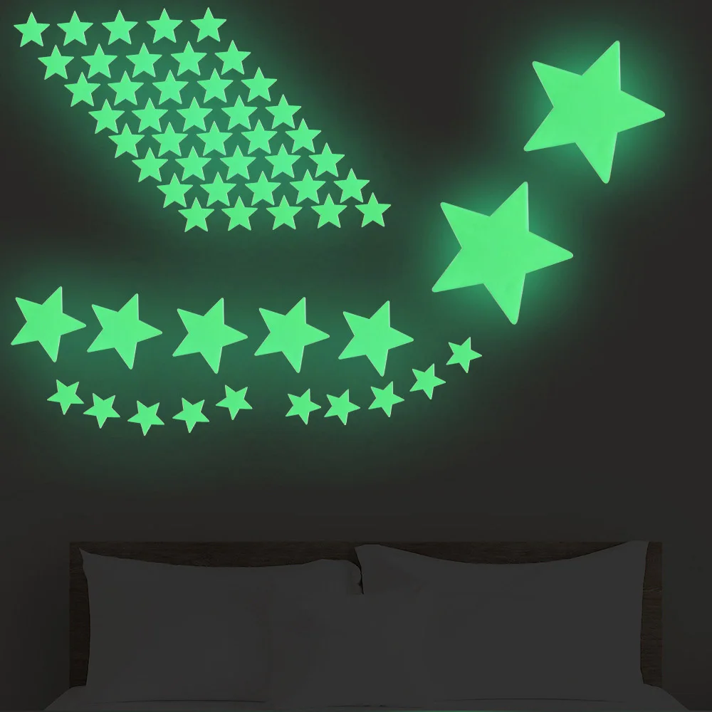 

100PCS Glow In The Dark Planets Solar System Wall Stickers Room Decor Decal Plastic Night Light Wall Sticker