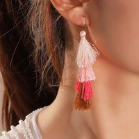 new national style multi layer gradient tassel earrings feminine simple woven pendant jewelry