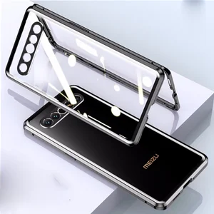 double sided glass magnetic case for meizu 17 pro 5g alumium metal 360 degree full case protect the lens free global shipping