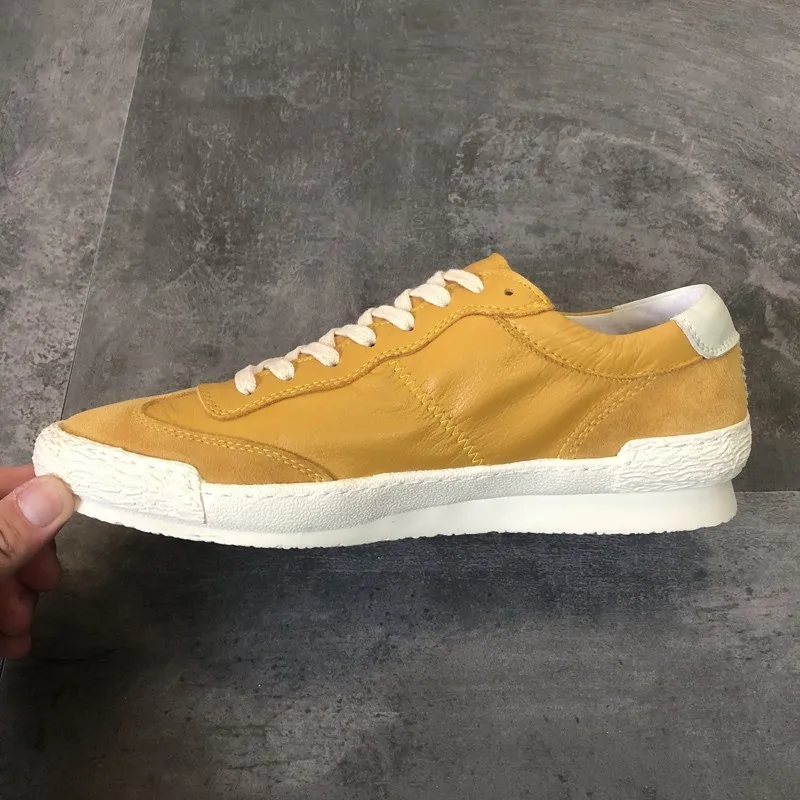 Роскошная повседневная обувь Мужская модная из натуральной коровьей кожи желтые