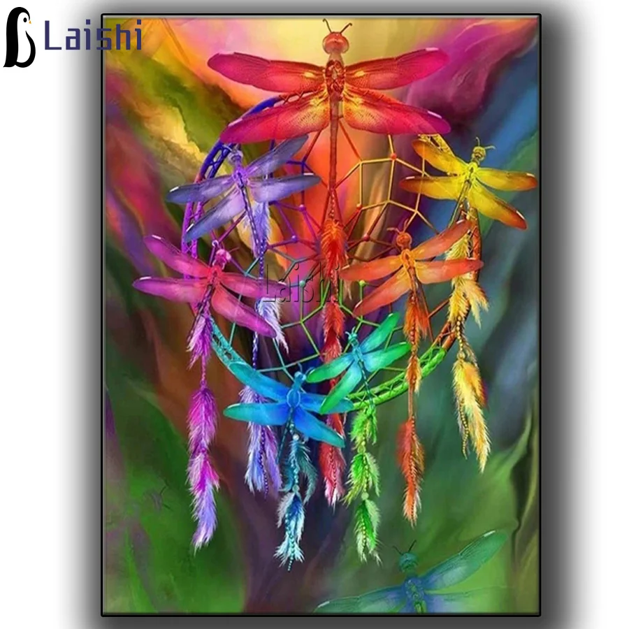 

Алмазная живопись, животные, полная круглая квадратная Алмазная вышивка, картина, мозаика, стрекоза, Ловец снов, наборы для вышивки крестико...