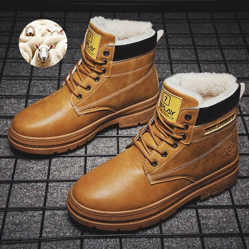 Khaki 39-44 ботинки мужские Зимние удобные теплые Нескользящие зимние мужские ботинки# XMXH999 - Цвет: Khaki