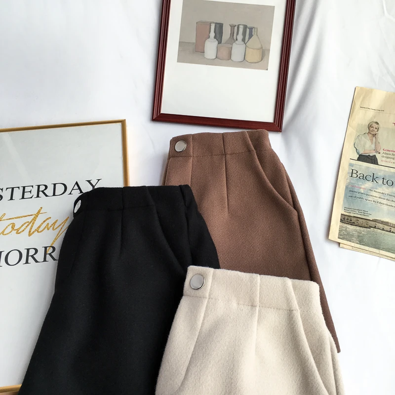 Зимние шерстяные шорты женские свободные теплые ботинки с эластичной резинкой