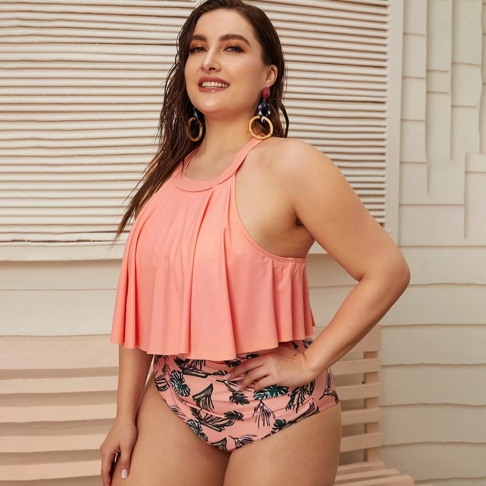 Женский купальник бикини для полных женщин Модный Купальник женский сексуальный