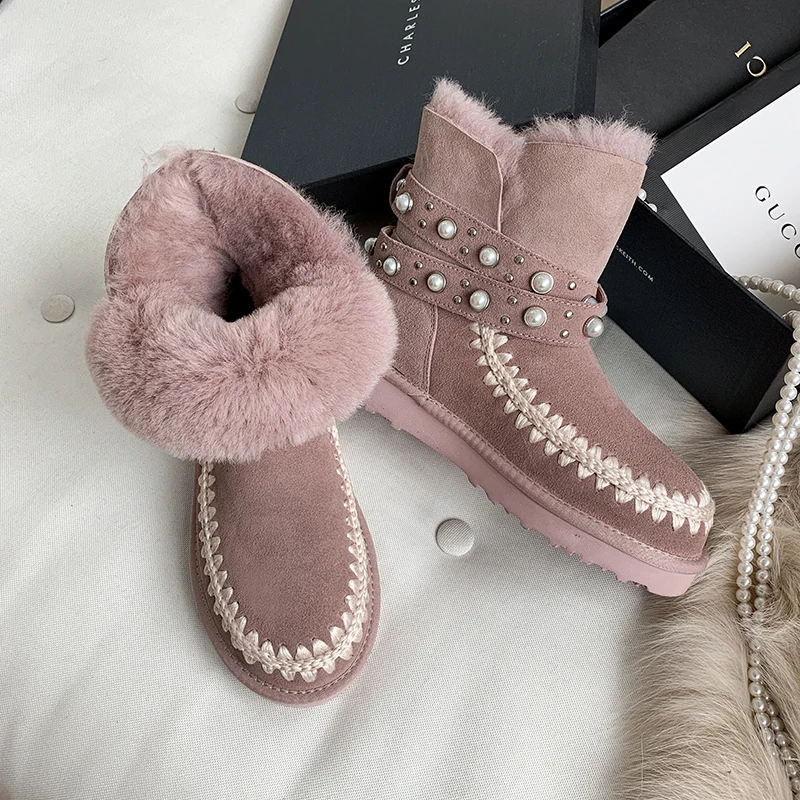 Роскошные брендовые зимние сапоги женская новая зимняя обувь из коровьей замши с