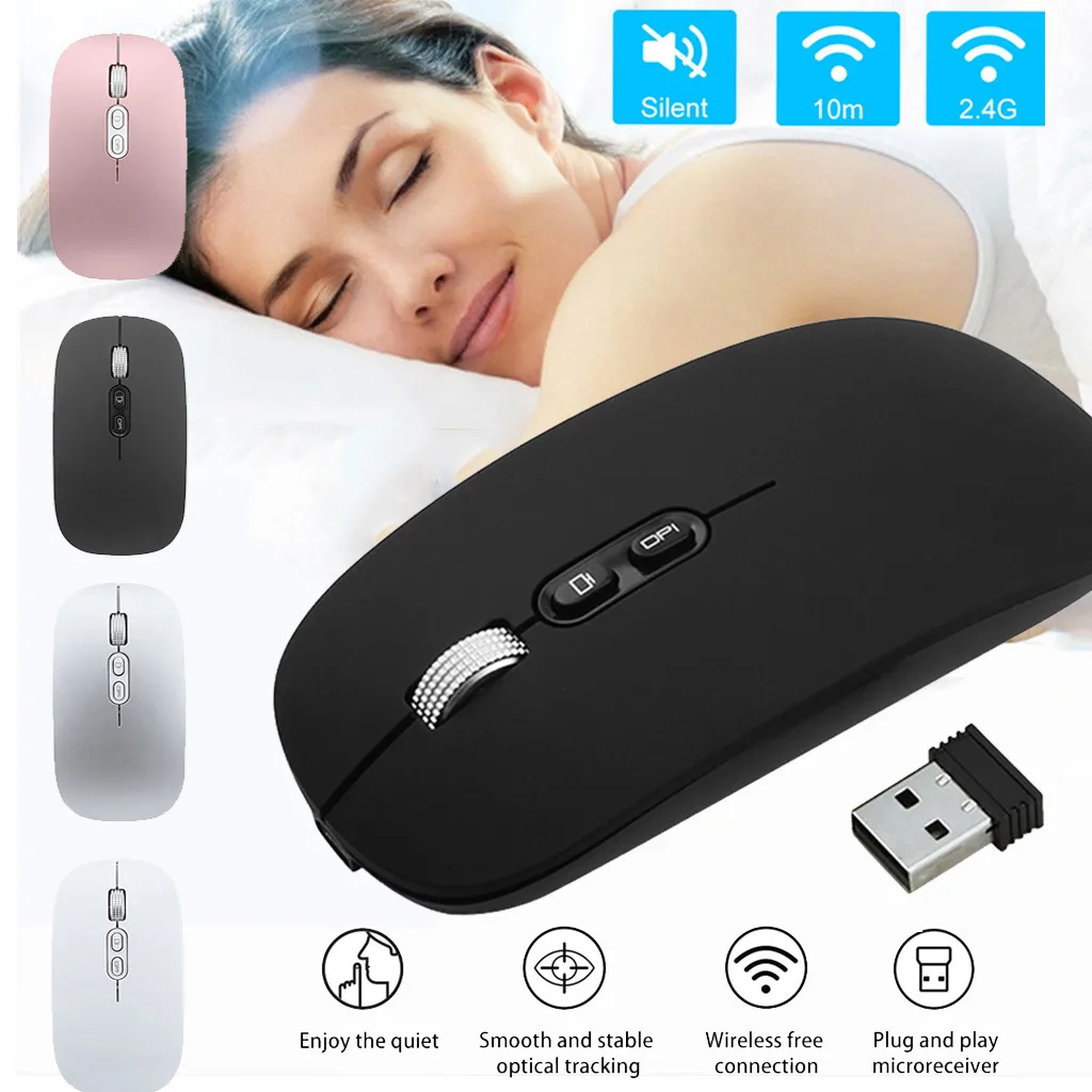 

Мышь компьютерная беспроводная Бесшумная, металлическая перезаряжаемая для офисных игр