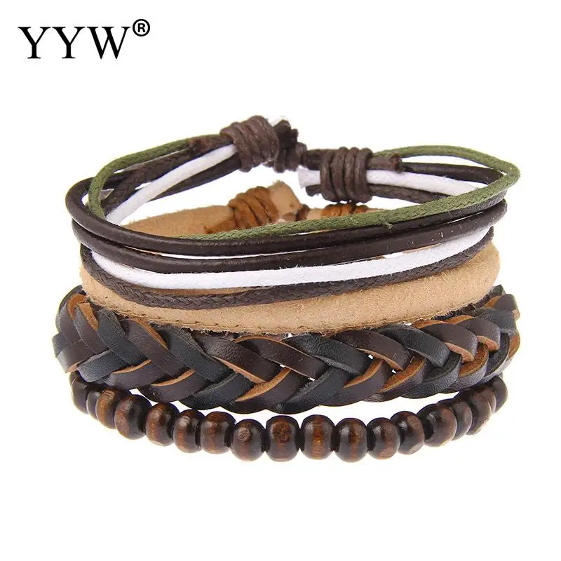 Ретро металлические кожаные браслеты наборы мужских и женских ювелирных изделий