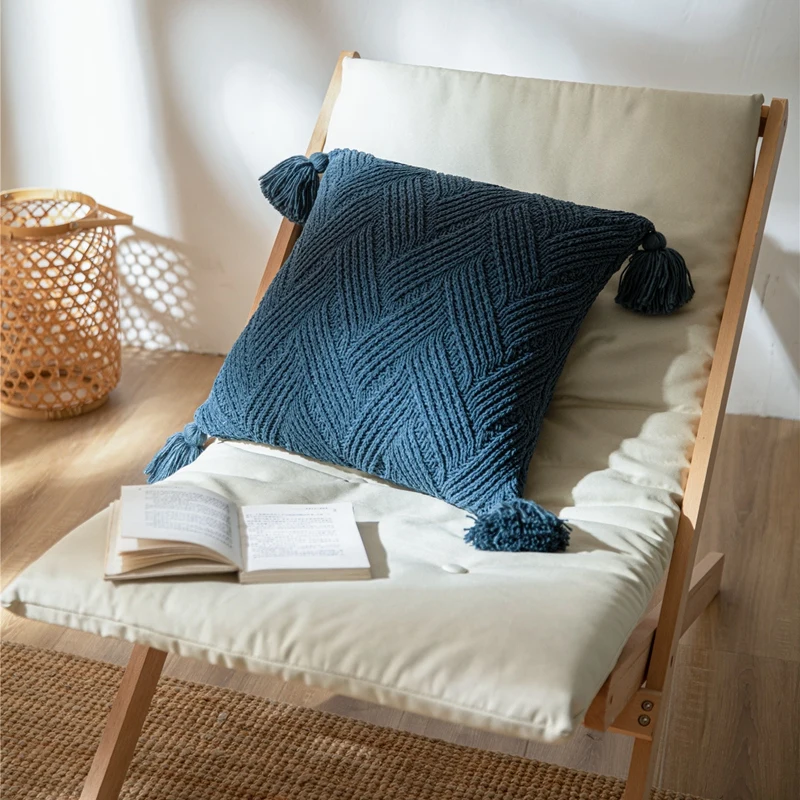 Knitting Solid Color Cushion Cover Geometric Striped With Tassel Soft Pillow Modern Fashion Home Decoration For Sofa | Дом и сад