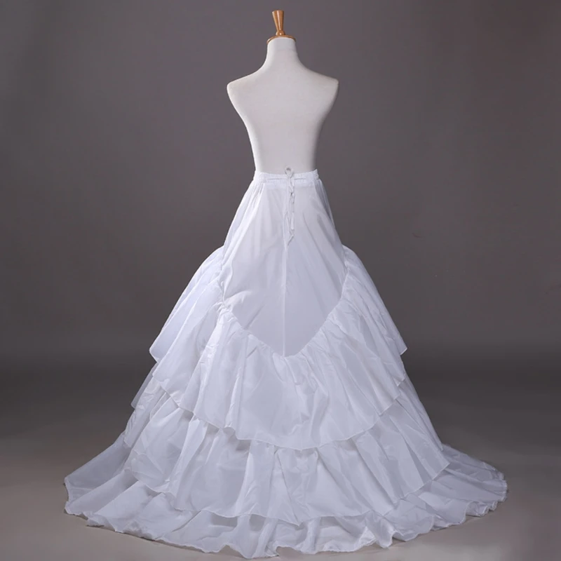 

J60E Women Trumpet Fishtail Petticoat 3 Layer Ruffled Floor Length Trailing Crinoline Underskirt Slips for Wedding Ball Gown