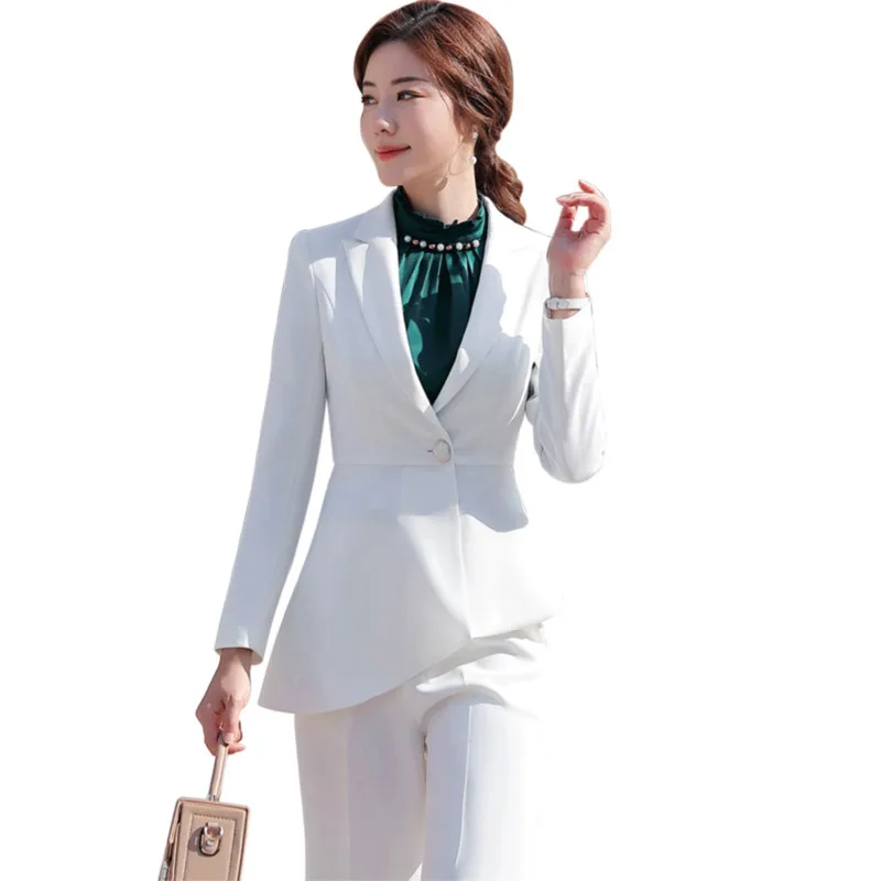 

Ladies suits autumn and winter new Slim asymmetrical solid color professional wear trousers temperament women's two-piece suit