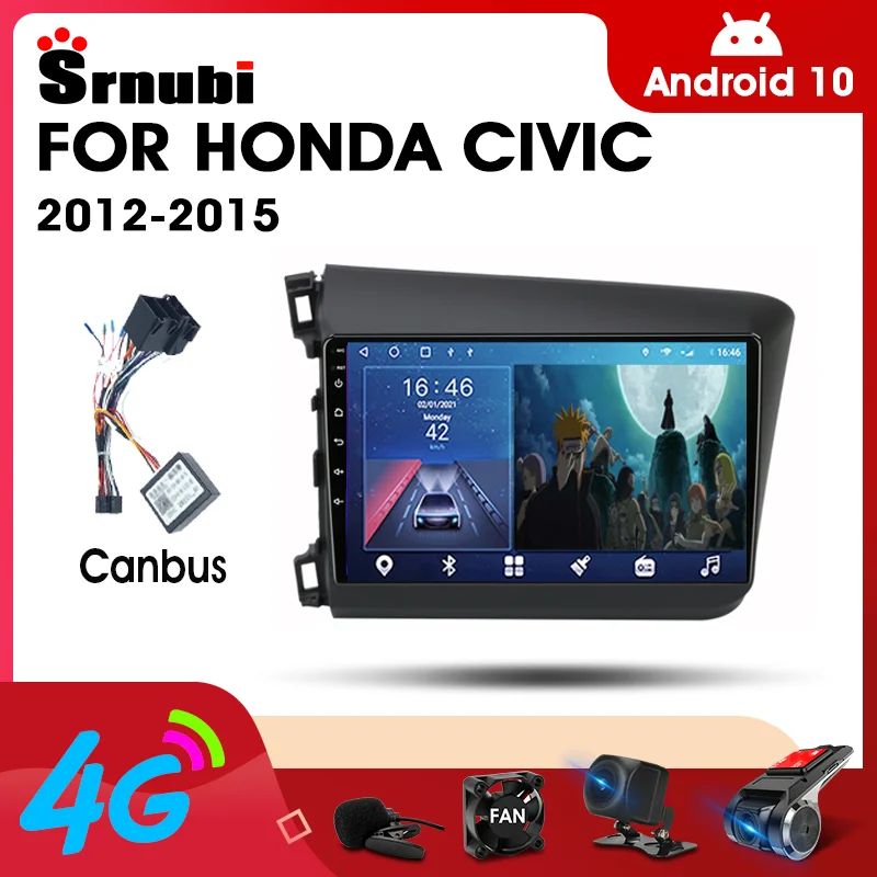 

2 Din Android 10.0 Car Player Stereo audio Radio for Honda Civic 2012-2015 Multimedia Video Touch Screen 4G Wifi Speaker MP5 DVD