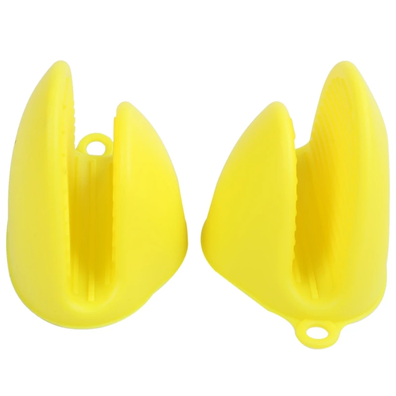 2x Oven Mini Mitts Silicone Heat Resistant Anti-scald Gloves for Cooking Pinch Grips Pot Holder and potholders Yellow | Дом и сад