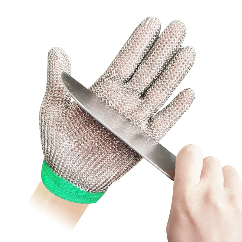 

Перчатки из нержавеющей стали с кольцом и сеткой, устойчивые к порезом перчатки для защиты рук и почты, перчатки для мясника и кухни