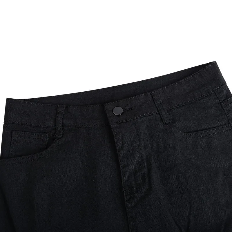 Новейшие легинсы черные джинсы с высокой талией пуш-ап Узкие рваные джинсовые