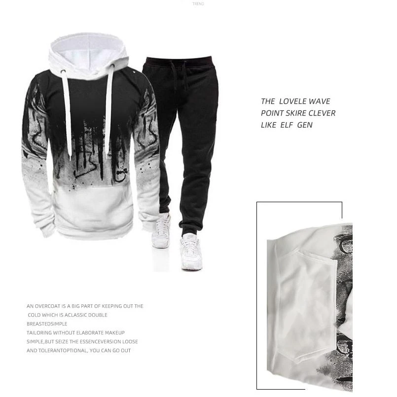 

Sport hoodie running clothes for men and women, two casual, sportswear, printed, new series for autumn and winter