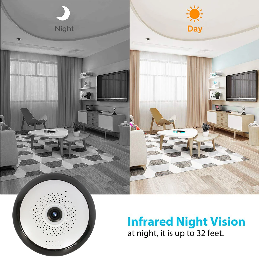 360 ° панорамная WiFi камера Внутренняя безопасность жилища ip-камера 960P hd-камера IR