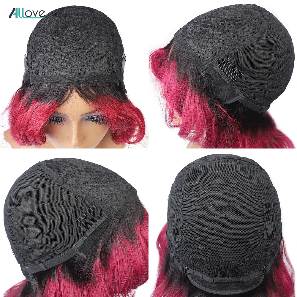 

Ombre Human Hair Wig T1B 99J Red Wig Human Hair Allove Middle Part Loose Wave Wig Machine Made Colored Human Hair Wigs For Women