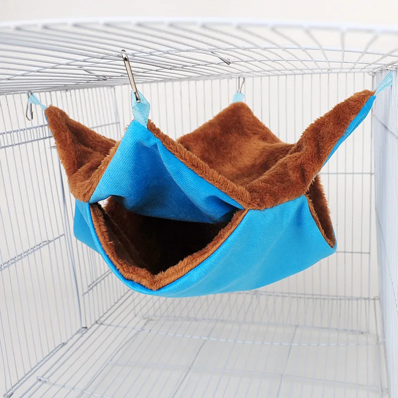 Winter Warm Hamster Hammock for rats rodent Small Animal Guinea Pig Ferret Double-layer Plush Cotton Nests Pets Supplies images - 6