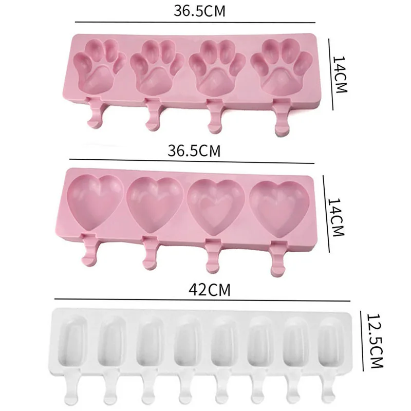 

4 Cells Hot Sale Ice Cream Mold DIY Homemade Popsicle Molds Useful Kitchen Ice Cream Molds Pop Ice Cream Tools With Free Sticks