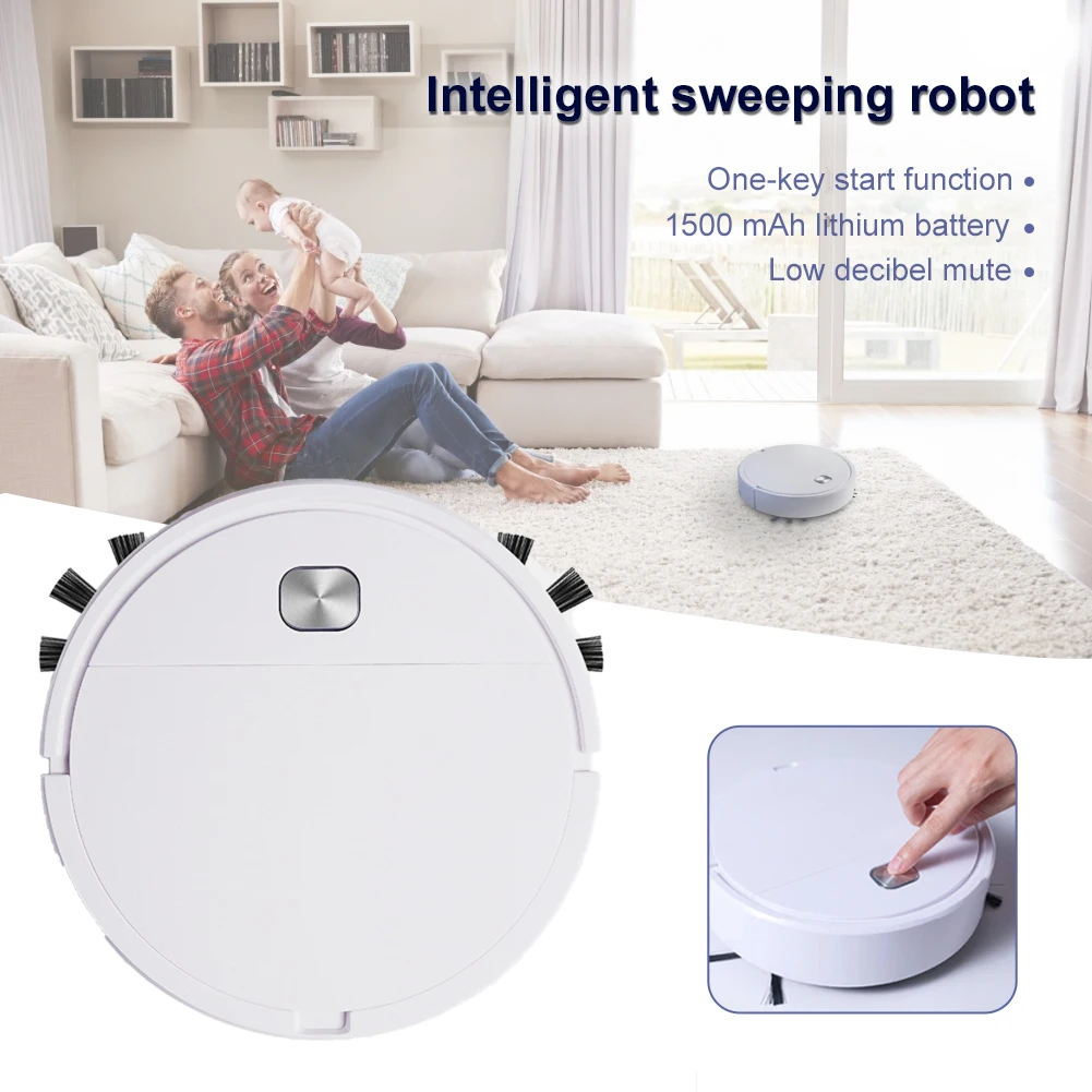 Robot aspirador multifuncional 3 en 1, escoba autom&aacute;tica con barrido inteligente recargable por USB, 2000Pa, 3,7W-1