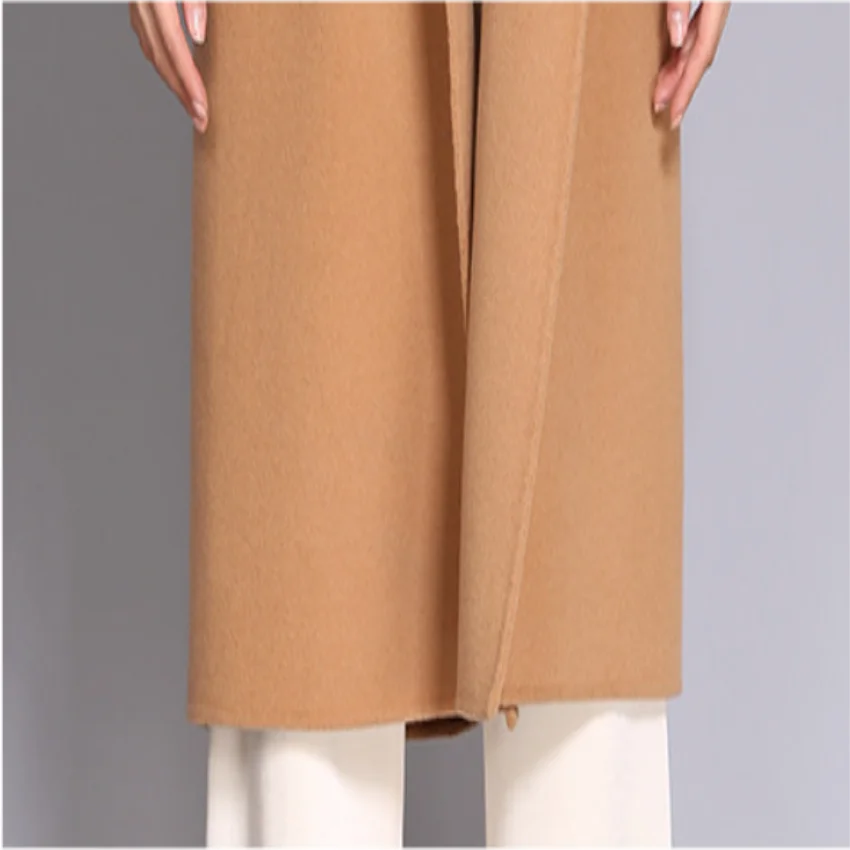 Классическое черное пальто длинное зимнее женское Шерстяное Пальто и куртки с